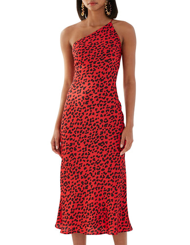 BY JOHNNY RUBY LEOPARD ASYMMETRIC BIAS DRESS