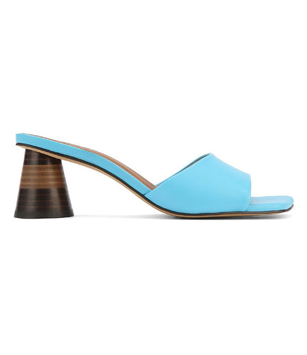 WITTNER - KYLEE AQUA BLUE LEATHER SQUARE TOE BLOCK HEEL SANDAL